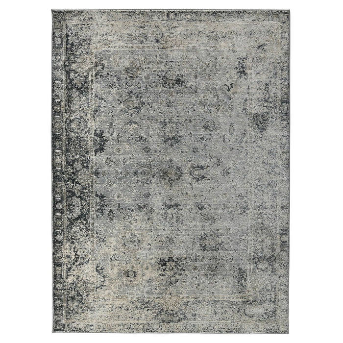 10' X 14' Floral Medallion Area Rug - Gray And Black