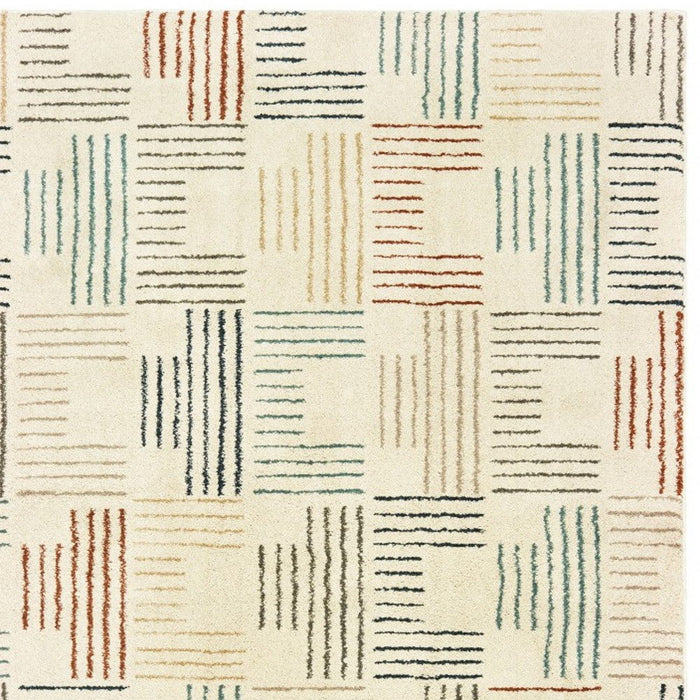 7' x 10' Neutral Tone Scratch Indoor Area Rug - Ivory Multi