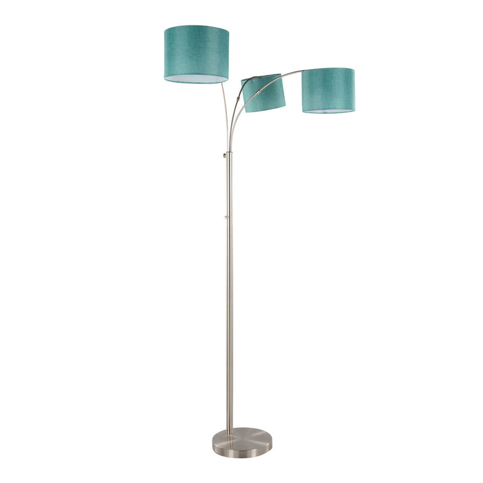 Willow Trio - 84" Metal Floor Lamp - Brushed Nickel And Turquoise Linen from Grandview Gallery