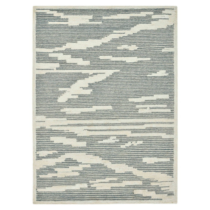 8' X 10' Wool Abstract Hand Hooked Area Rug - Gray And Ivory