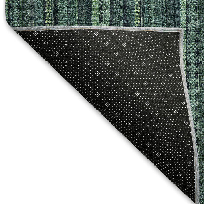 10' X 14' Striped Washable Area Rug With UV Protection (677591) - Teal / Mint Green