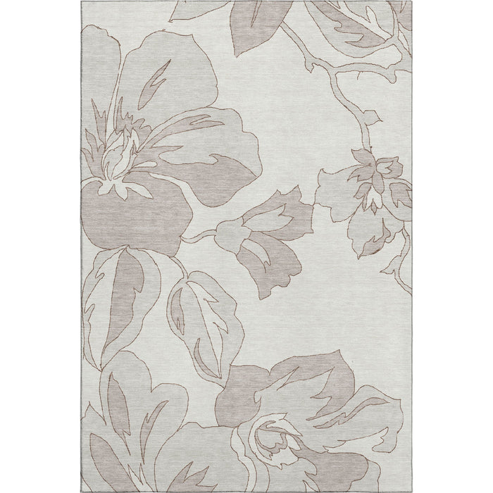 10' X 14' Floral Washable Area Rug With UV Protection (667987) - Ivory / Gray