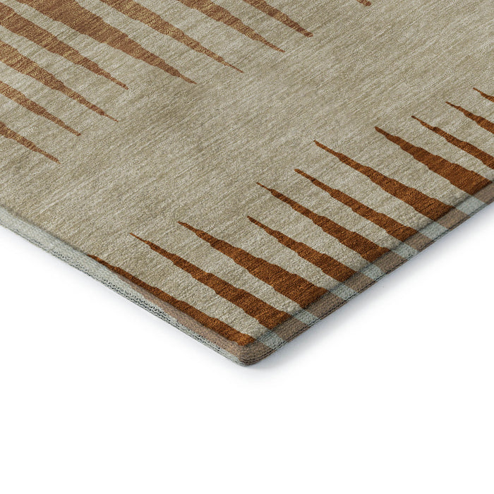 10' X 14' Striped Washable Area Rug With UV Protection (670381) - Copper / Beige
