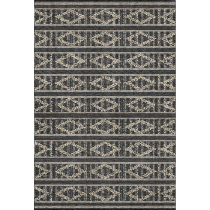 10' X 14' Geometric Washable Area Rug With UV Protection (680759) - Black / Taupe