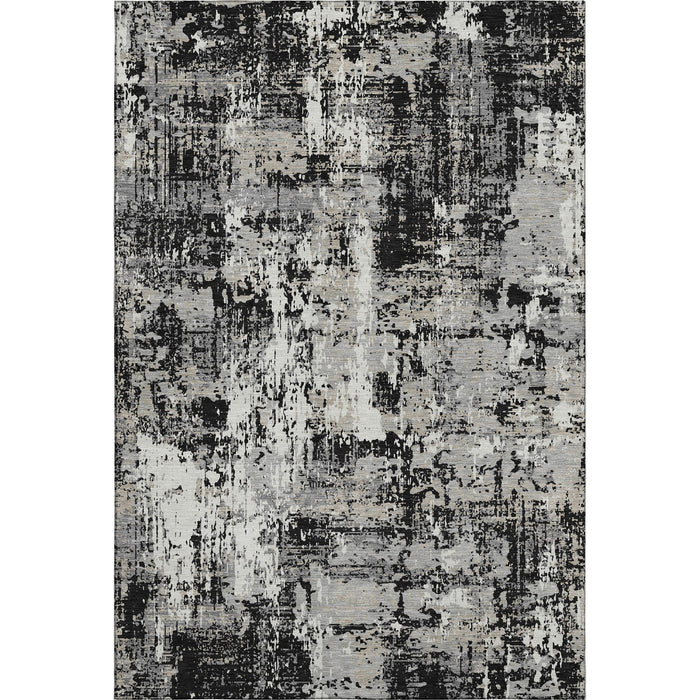 10' X 14' Abstract Washable Area Rug With UV Protection (679096) - Black / Ivory / Gray