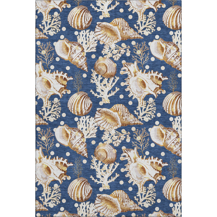 3' X 5' Geometric Washable Area Rug With UV Protection (645817) - Blue / Ivory / Beige