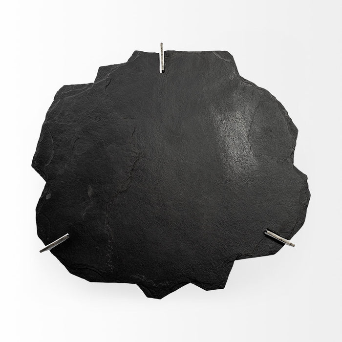 Stone And Iron Free Form Distressed Coffee Table - Black And Gold