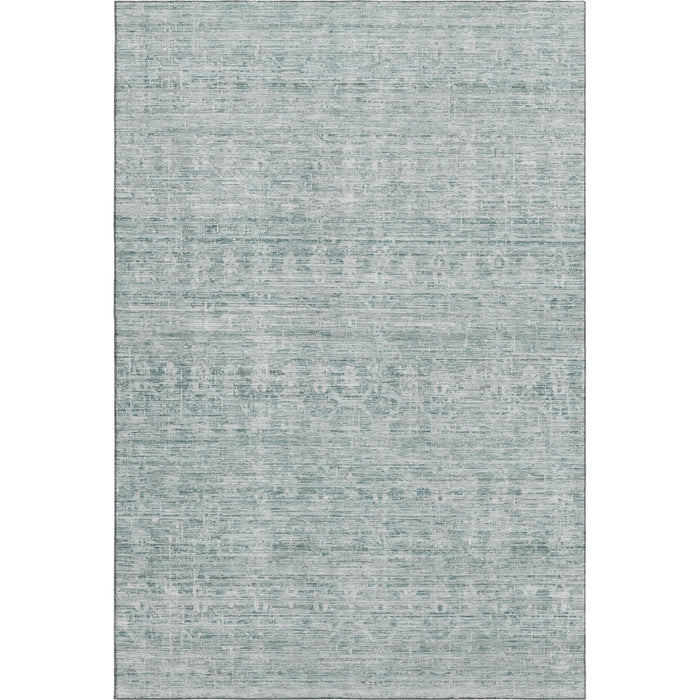 10' X 14' Striped Washable Area Rug With UV Protection (699987) - Turquoise / Ivory