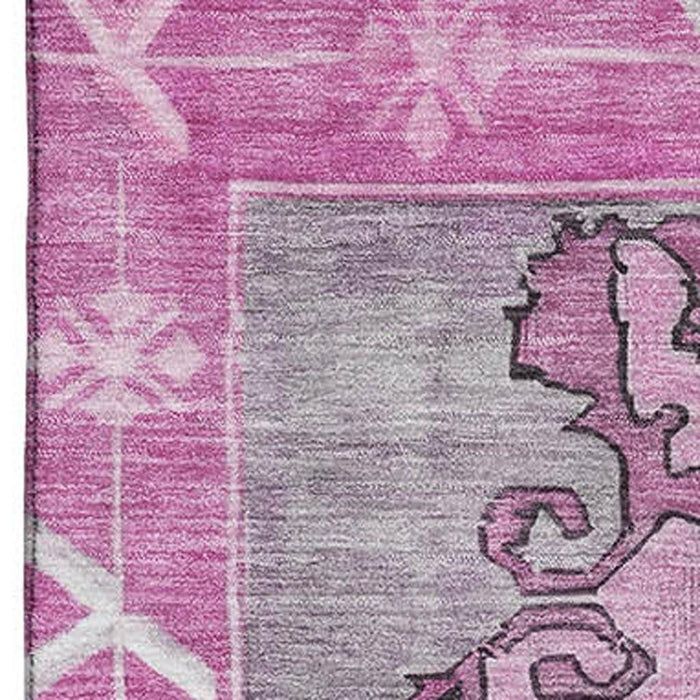 10' X 14' Oriental Washable Area Rug With UV Protection (699478) - Pink / Gray