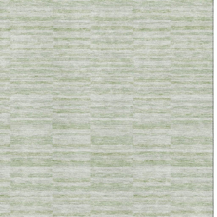 10' X 14' Striped Washable Area Rug With UV Protection - Sage And Ivory
