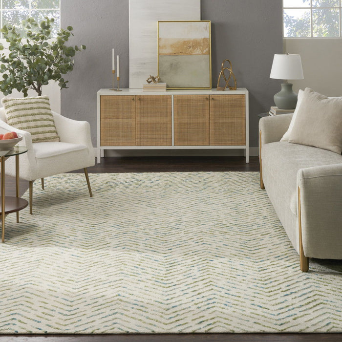 8' X 10' Wool Chevron Area Rug - Ivory
