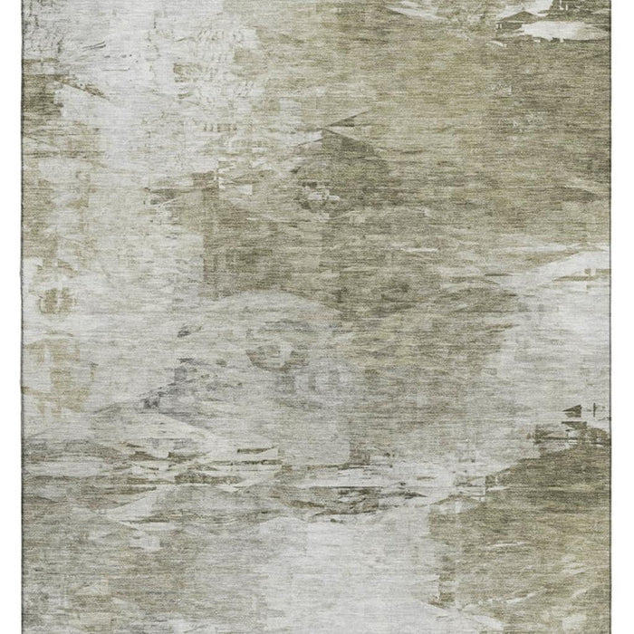8' X 10' Abstract Washable Area Rug With UV Protection (650750) - Taupe / Ivory