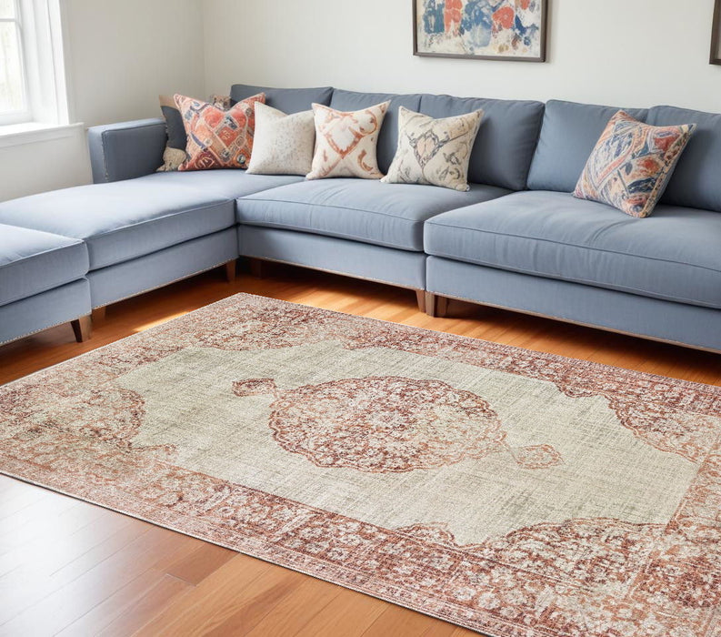 10' x 13' Medallion Area Rug - Ivory And Pink