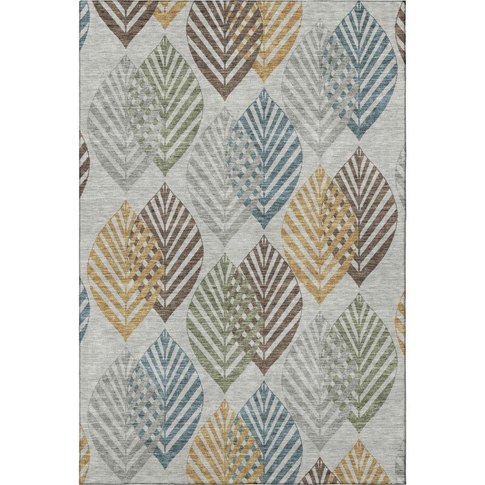 10' X 14' Transitional Floral Washable Area Rug With UV Protection - Gray