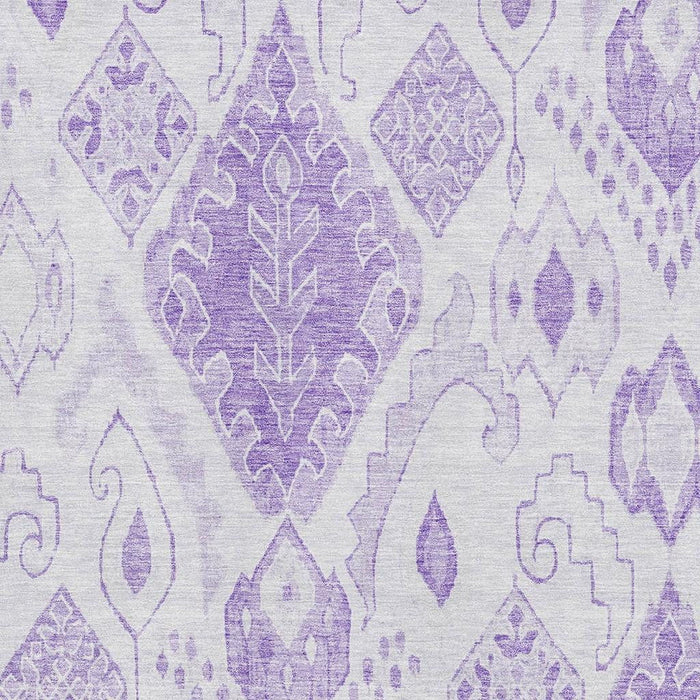 9' X 12' Moroccan Washable Area Rug With UV Protection - Purple And Ivory
