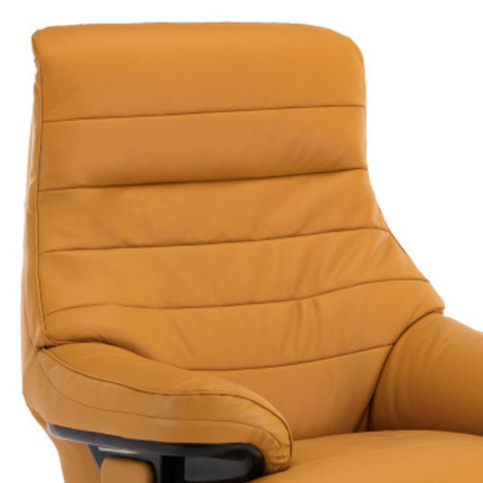 Tufted Genuine Leather Power Swivel Recliner - Yellow