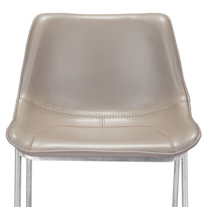 Set of two 26-inch gray and silver steel low back counter height bar chairs by HomeRoots, featuring modern design and sturdy construction.