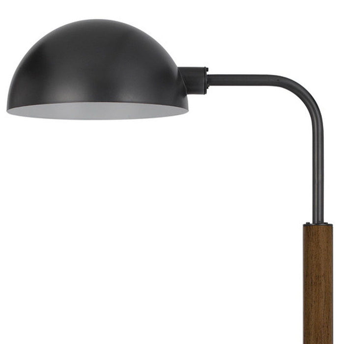 HomeRoots tray table floor lamp with bronze transparent glass dome shade and brown finish, providing stylish lighting and surface space