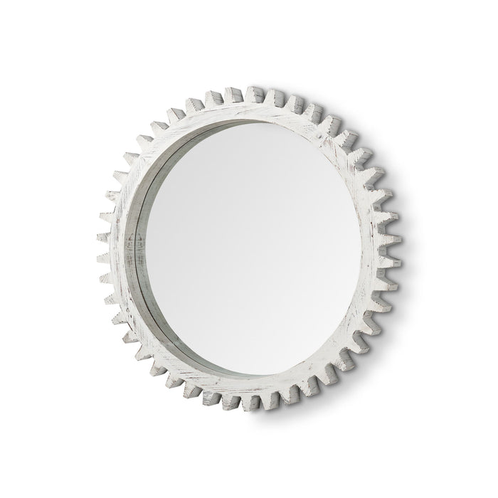 35" Abstract Framed Accent Mirror - White