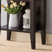 Giga wooden wine bottle rack with four shelves, metal wine glass rack in red cocoa and espresso finish, ideal for wine storage.