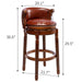 Giga 29.5-inch cow top wooden bar stool with backrest, 360-degree swivel, ideal for home kitchen counters.