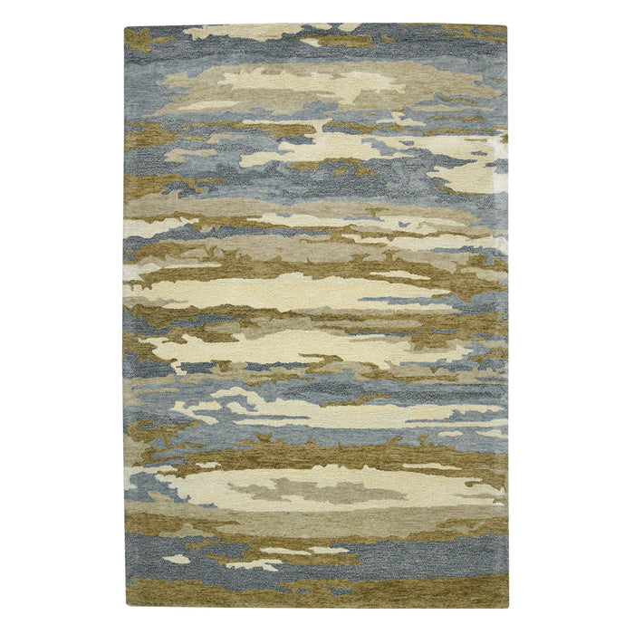 5' X 8' Wool Abstract Hand Tufted Area Rug - Light Blue