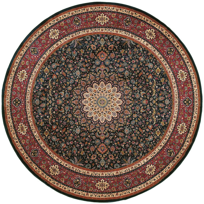 8' Oriental Round Rug - Blue / Red