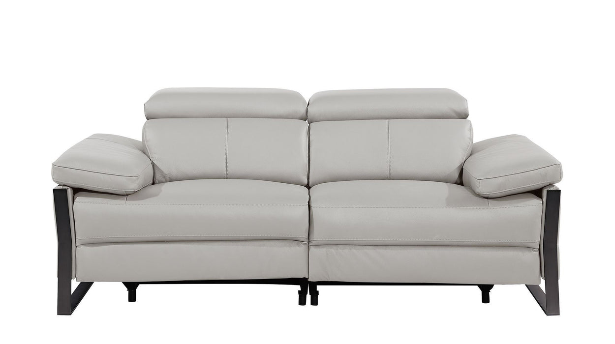 Italian Leather Power Reclining Loveseat (720501) - Light Gray / Black
