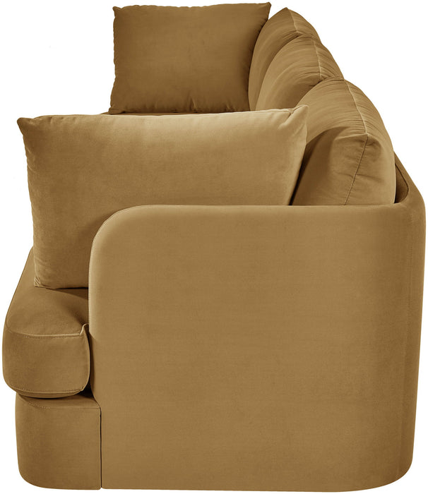 Meridian Furniture Hammond velvet upholstered 3-piece sectional sofa with plush cushions and modern design, perfect for living rooms.