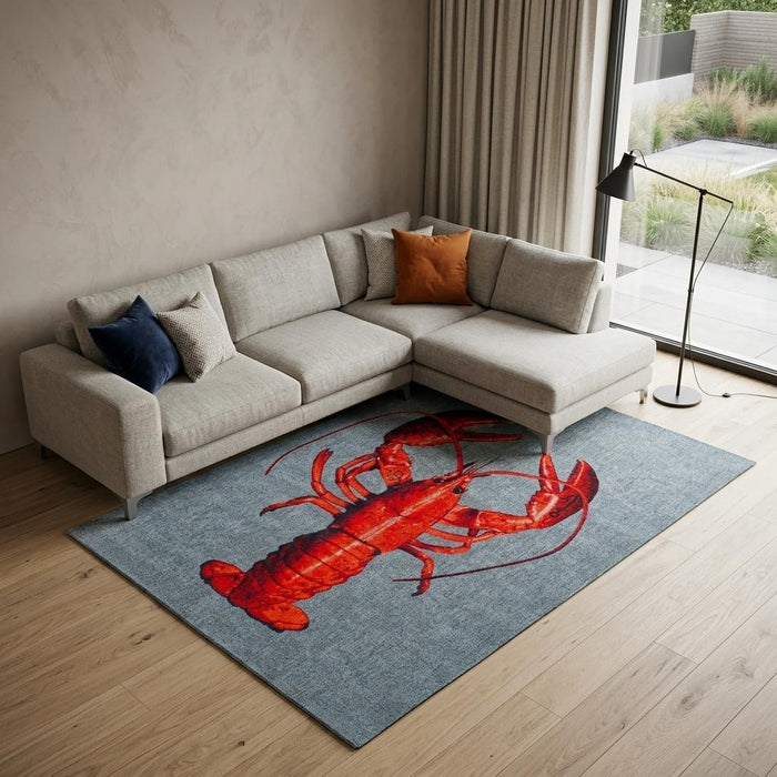 8' X 11' Abstract Washable Area Rug (552031) - Blue / Red