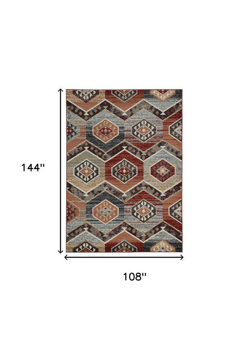 9' x 12' Machine Woven Honeycomb Lodge Indoor Area Rug - Red