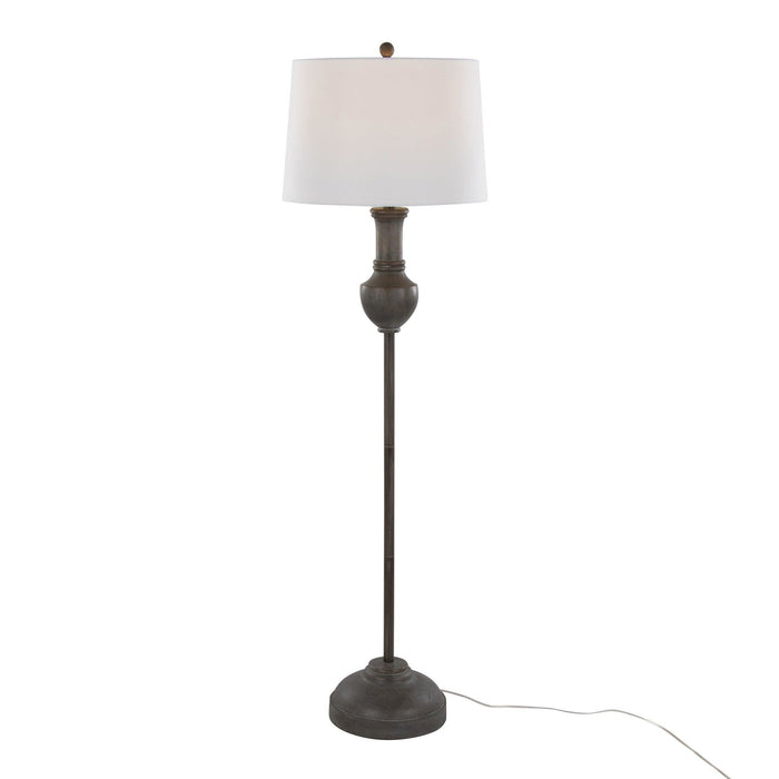 Griffin - 61" Polyresin Floor Lamp - Acid Gray Wood Finish And White Linen Shade