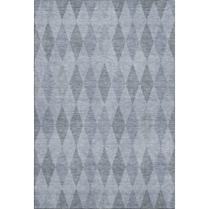 10' X 14' Geometric Washable Area Rug With UV Protection (649360) - Denim Blue / Ivory