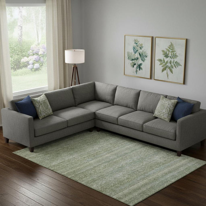 10' X 14' Striped Washable Area Rug With UV Protection (718037) - Sage / Gray