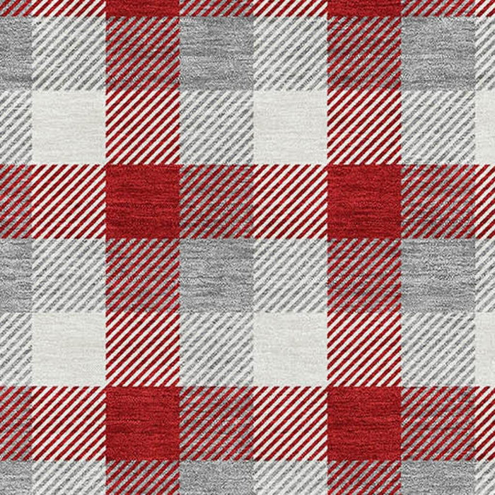 10' X 14' Plaid Washable Area Rug With UV Protection (682583) - Red / Gray / Ivory