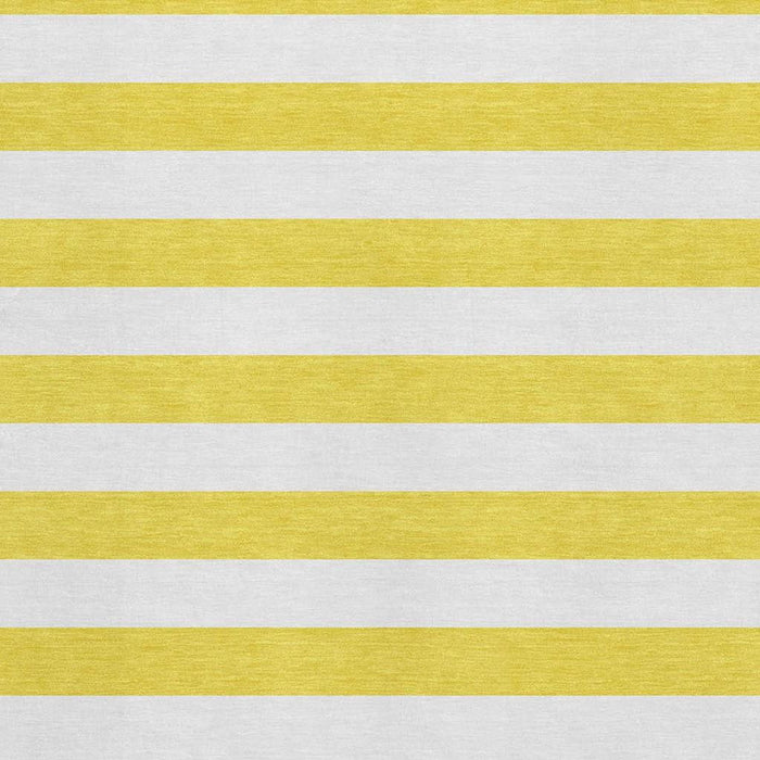 9' X 12' Striped Washable Area Rug With UV Protection (647679) - Yellow / Ivory