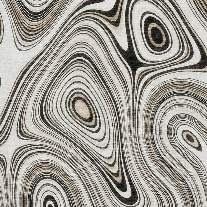 10' X 14' Geometric Washable Area Rug With UV Protection (717729) - Ivory / Charcoal