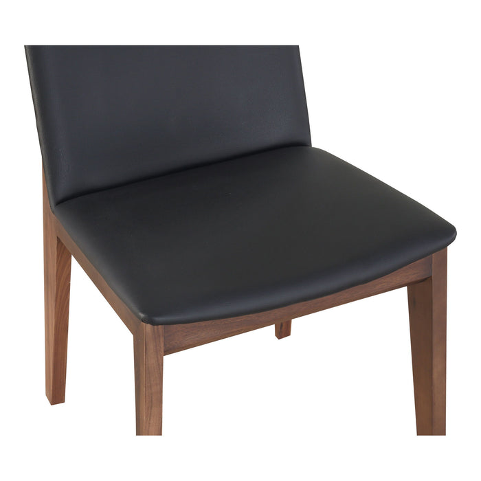 Upholstery Solid Wood Dining Side Chairs (Set of 2) - Black / Walnut