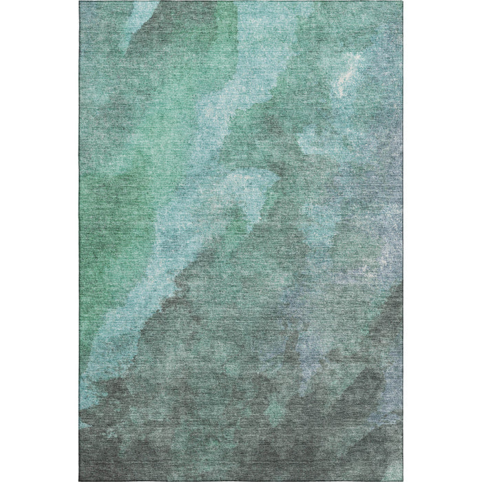 10' X 14' Abstract Washable Area Rug With UV Protection (710082) - Teal / Charcoal