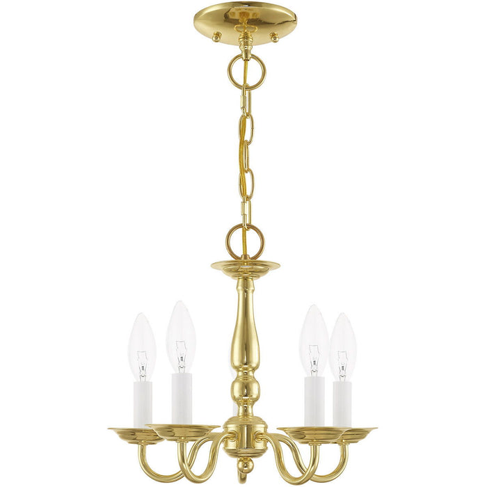 11" Five Light Dimmable Chandelier With Shades - Brass
