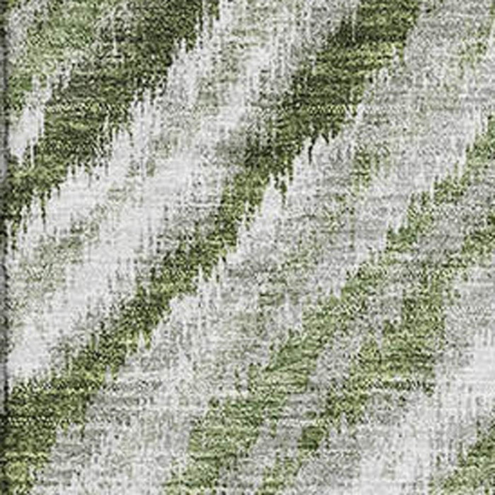 8' X 10' Geometric Washable Area Rug With UV Protection - Artichoke Green