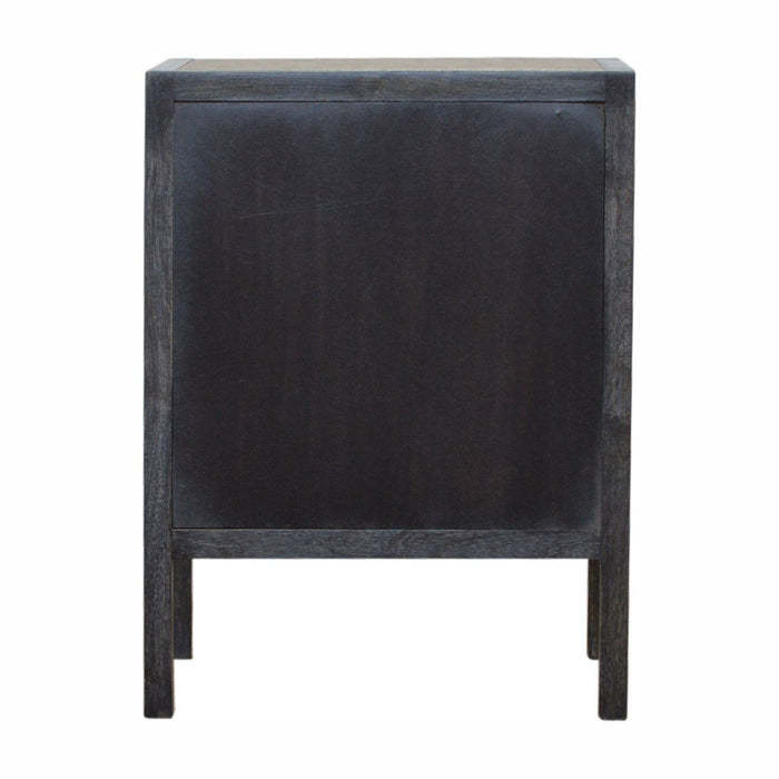 24" Solid Wood And Faux Sha Three Drawer Nightstand - Gray And Black