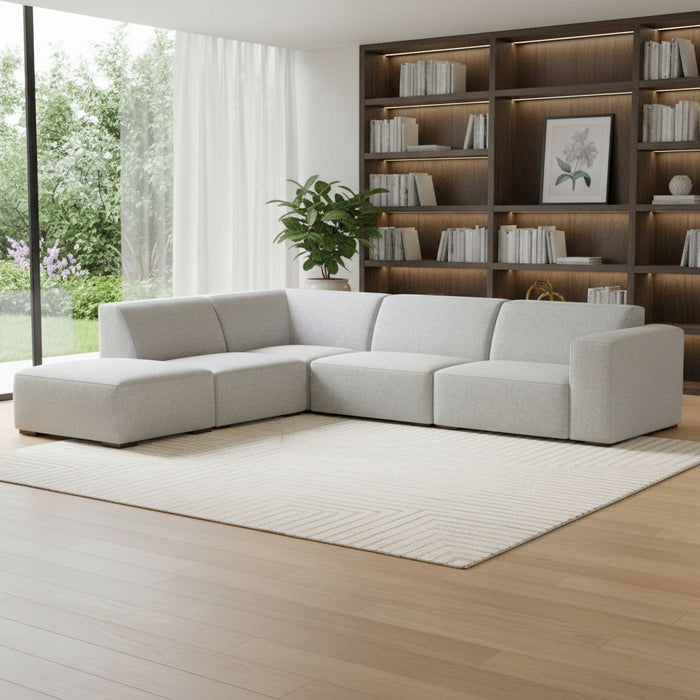 116" 2 Piece Living Room Set Fabric Sofa With Ottoman With Brown Legs - Gray