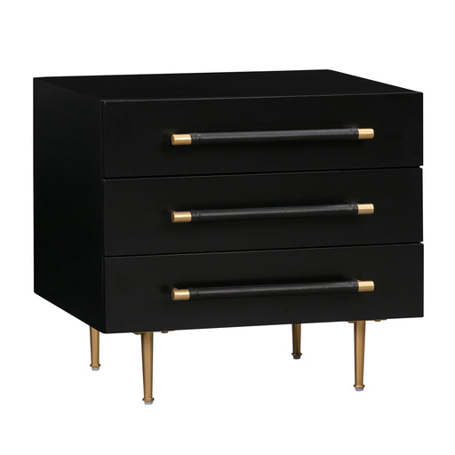 TOV Furniture Trident accent nightstand with a sleek design, featuring a drawer and open shelf for bedroom storage.