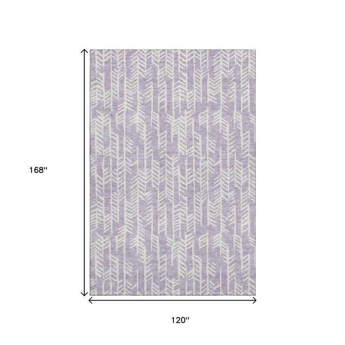 10' X 14' Tribal Washable Area Rug With UV Protection (672068) - Lavender / Ivory