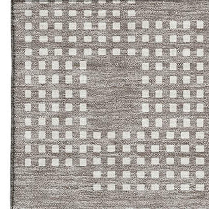 10' X 14' Geometric Washable Area Rug With UV Protection (670748) - Taupe / Ivory