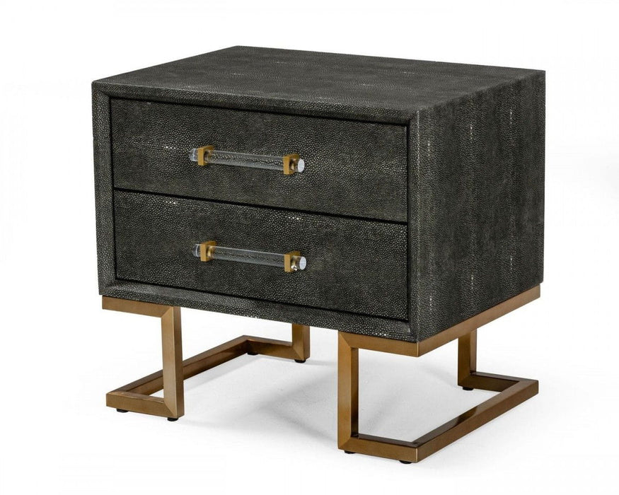 22" Shagreen Two Drawer Nightstand - Gray
