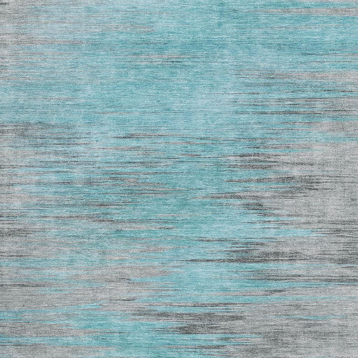 10' X 14' Abstract Washable Area Rug With UV Protection - Teal And Gray