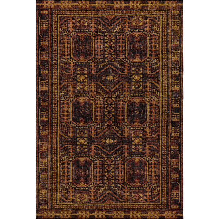 10' X 14' Geometric Washable Area Rug With UV Protection (708127) - Rust / Black
