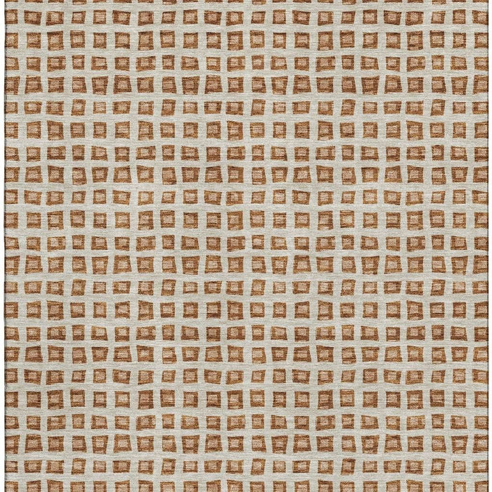9' X 12' Copper Geometric Washable Area Rug With UV Protection - Rust